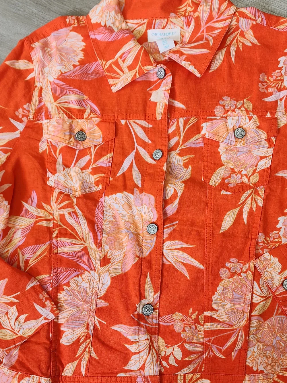 Cynthia Rowley Orange Floral Button-Front Jacket